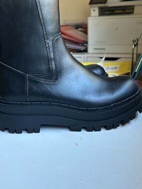 Zara Black Chunky Lug Sole Ankle Boots